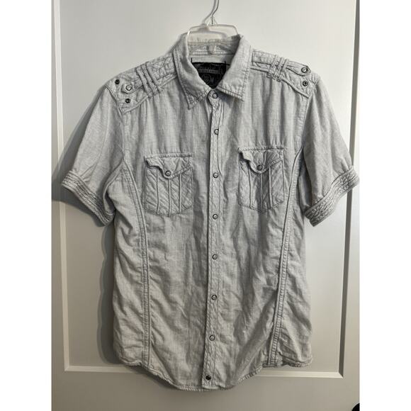 Buckle Black Other - Buckle Black Label No 48 gray Athletic Fit snap button up Sz L Moto Biker